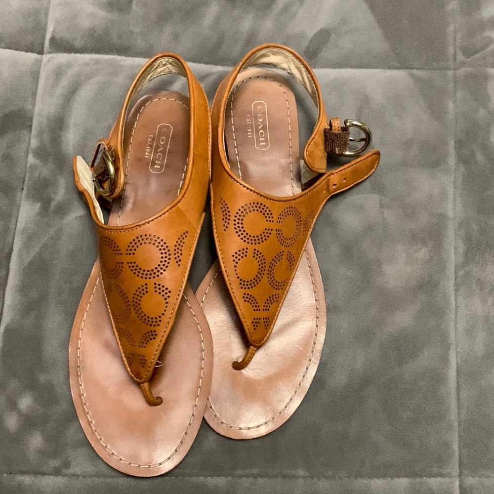 Leather Coach Thong Sandal
